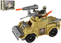 Militārā komplekts: bruņots auto ar karavīru un piederumiem, plastmasa, brīvgaita
