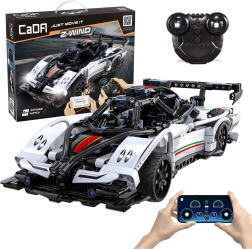 CaDA RC Racing Car Z-Wind Building Set, White, 457 Pieces, Dual Mode