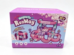 Pink Magnetic Marble Run with Train, 126 Pieces