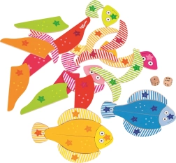 Koka puzle zivis ar kauliņiem no GOKI