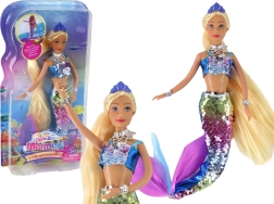 Leļļuce mohamedžu nāriņa ar gariem blondu matiem un zvīņainu asti