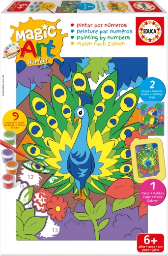 Educa paint by numbers – peacock and parrot