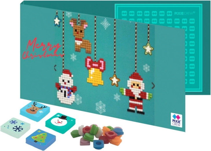Pixie Crew Christmas postcard and greeting card with a gift inside