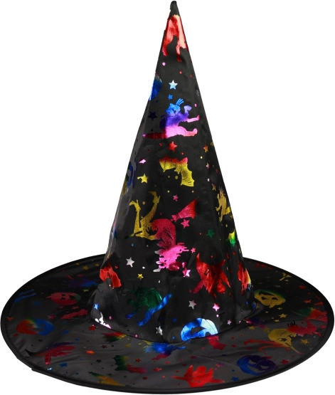 Rappa witch carnival hat with shiny print 39 cm - 1 piece