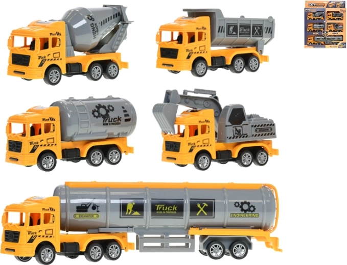 Set of construction vehicles with pull-back action and reverse, 5 pcs