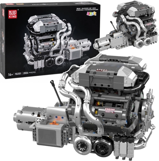 Technical building blocks – V8 engine with gearbox (2024 pieces)