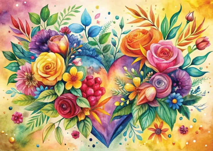 Flower Heart Puzzle 1000 Pieces