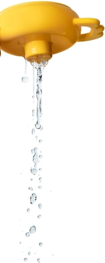 Scoops up and sprays water