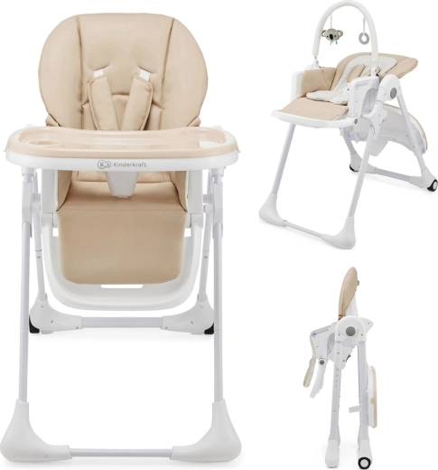 Kinderkraft ēdamkrēsliņš un šūpuļkrēsliņš Tummie 2v1 beige