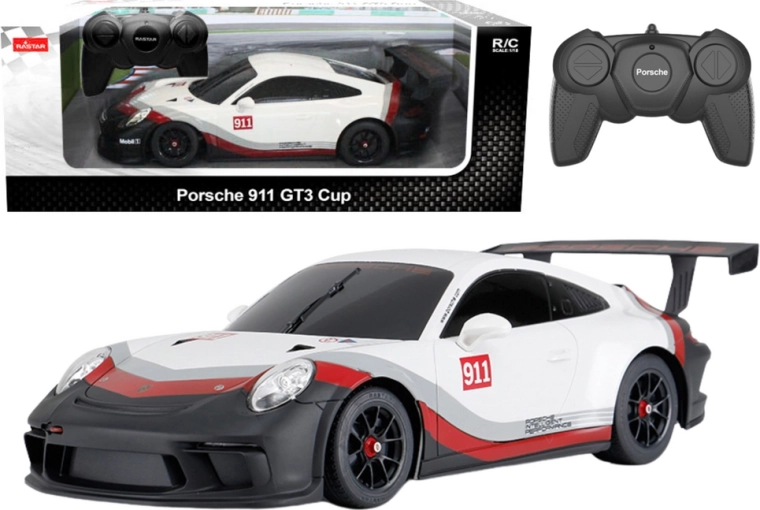RC auto 1:18 RASTAR PORSCHE 911 GT3 balti–pelēks