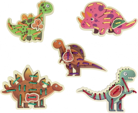 Koka dinosauru vēršanas spēle no koka