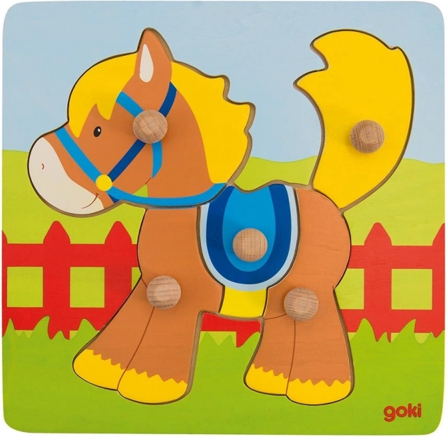 Goki wooden insert puzzle Little Horse, 5 pieces