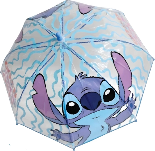 Caurspīdīgs bērnu lietussargs Lilo & Stitch, gaiši zils