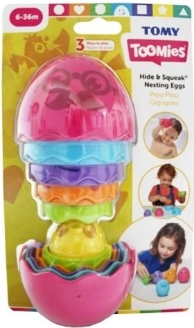 TOMY Toomies Hide and Squeak Nesting (Matryoshka) Eggs – Pink