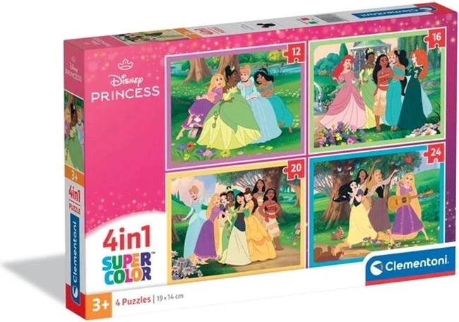Clementoni SuperKolor puzle 4 vienā Disney Princeses