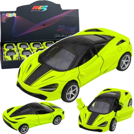 Metāla sporta auto 1:32 zaļš ar gaismām un skaņām