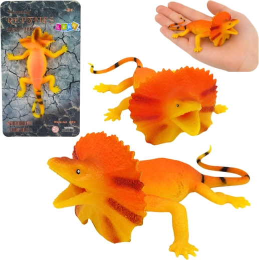 Realistic stretchable rubber frill-necked lizard figure 19 cm
