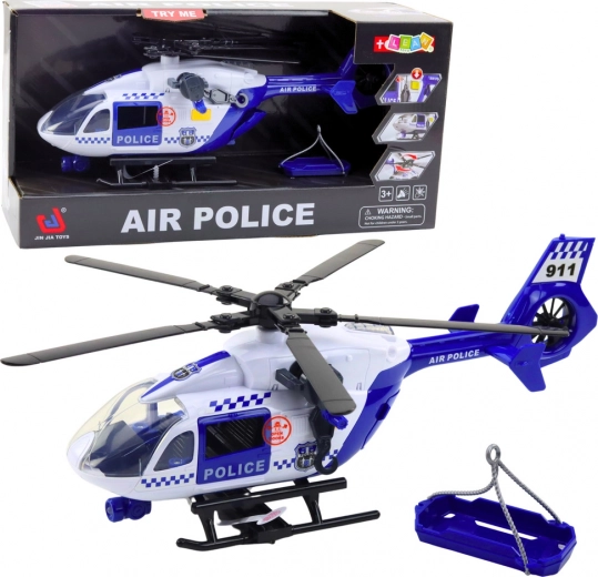 Policijas helikopters ar gaismām un skaņām 1:12 ar āķi un nestuvēm