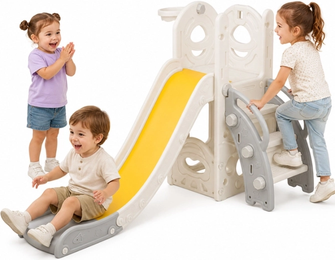 Children's slide with ladder and basketball hoop 136 cm