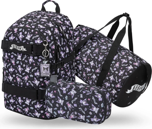 Baagl Skate Kuromi Black set – backpack, pencil case and foldable sports bag
