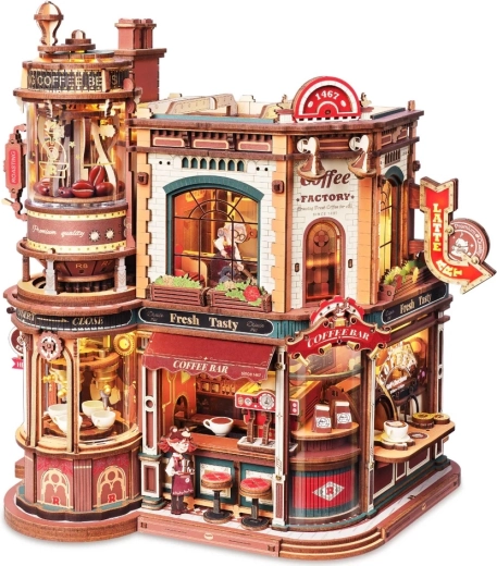 RoboTime 3D wooden mechanical model kit with music box – Coffee Factory