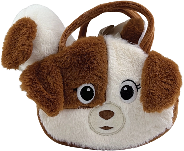 Plush dog handbag with little dog Paw
