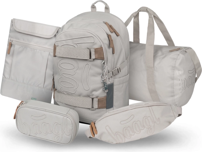Baagl set 5 Skate Mist – school backpack, pencil case, sports bag, waist bag and laptop sleeve