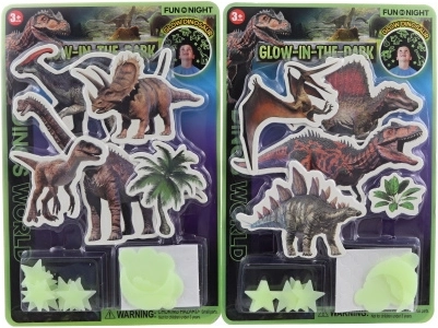 Spīdoši pielīmējami dinozauri pie sienas