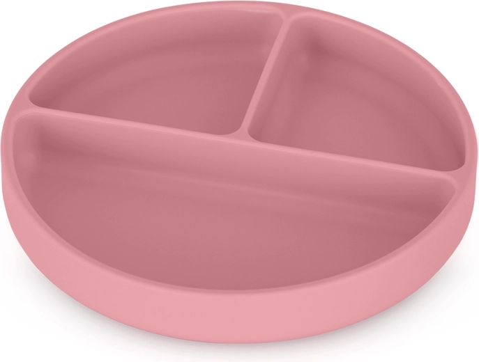 Petite&Mars silikona dalītais šķīvis ar piesūcekni Take&Match dusty rose 6m+