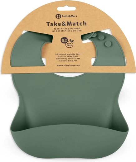 Petite&Mars silikona priekšautiņš Take&Match misty green