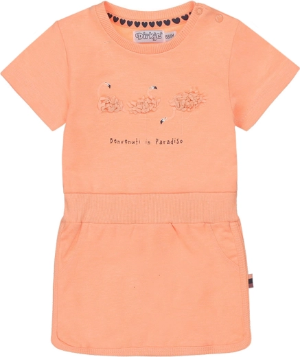 Dirkje girls’ short-sleeve dress, neon orange (size 68)
