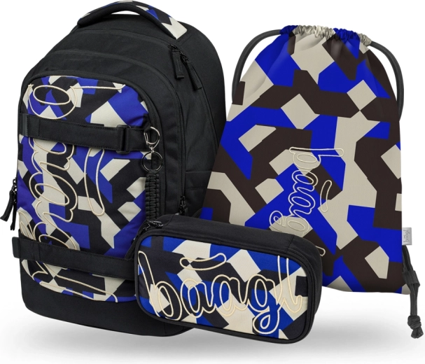 Skolas komplekts BAAGL Skate Max Variety – mugursoma, penālis un maisiņš GRS