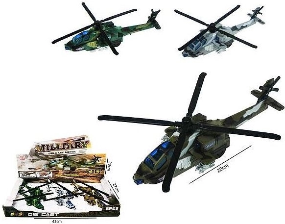 Militārais helikopters 20 cm ar gaismu un skaņu