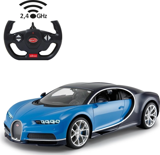 Bugatti Chiron RC auto 1:14 2,4 GHz zilā - 1 gab.