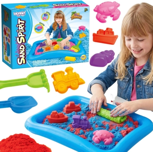 Woopie Sand Spirit kinetic sand – set with inflatable play pool and molds 3+