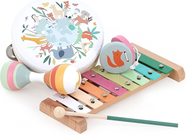 Vilac wooden music set Animals of the World by Sarah Betz