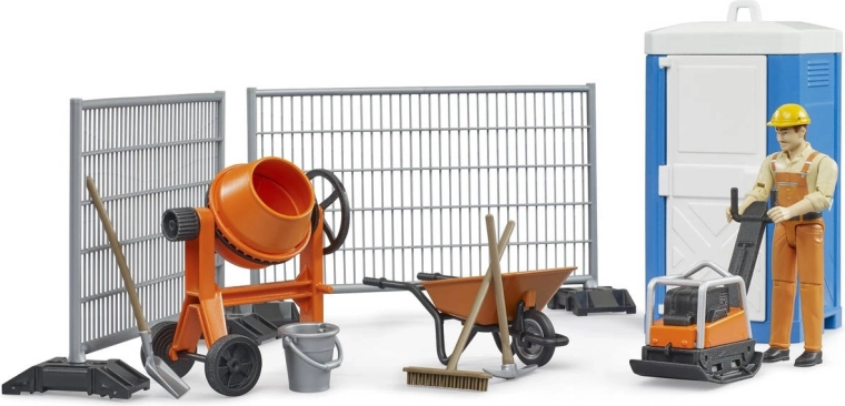 BRUDER construction set with cement mixer, figure and tools