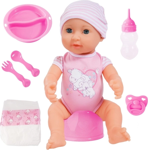 Pees into the potty for realistic play