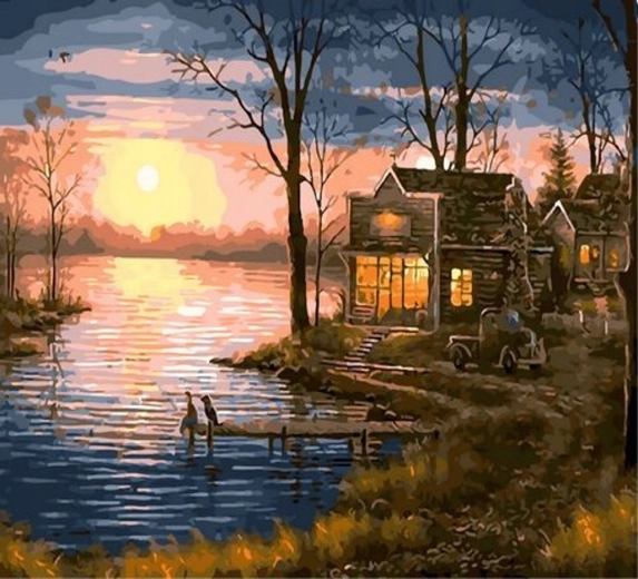 Norimpex Paint by Numbers Sunset over the Lake 40 × 50 cm