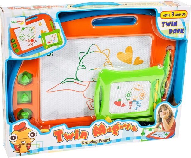 Magnetic Drawing Board 2-in-1 with Eraser Slider and Stamps