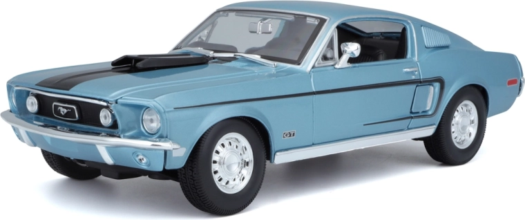 Maisto Ford Mustang GT Cobra Jet Fastback 1968 – metal model 1:18, metallic blue