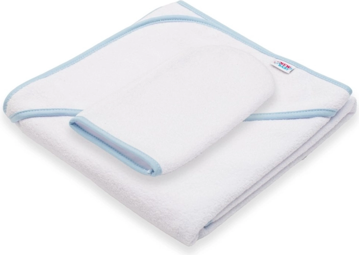 Children's terry hooded towel NEW BABY Basic 80 × 80 cm white-blue