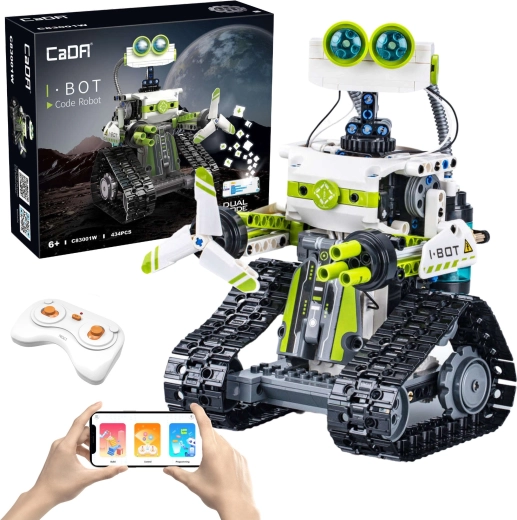 Konstruktors CaDA I.BOT Code Robot RC ar LED, programmēšanu un duālo vadību, 434 detaļas