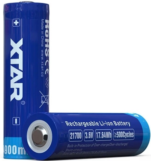 XTAR Li-ion akumulators 21700 3,7 V 4900 mAh ar aizsardzību – 1 gab.