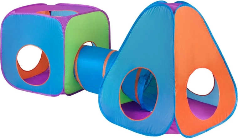 Bērnu telts 3v1 ar tuneli BABY MIX oranži–zila