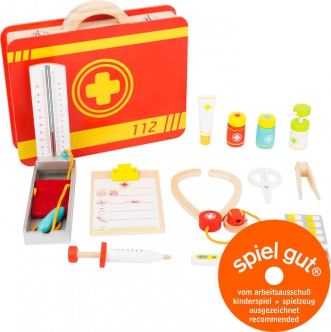 Small foot rescue set in a case – wooden doctor kit for children