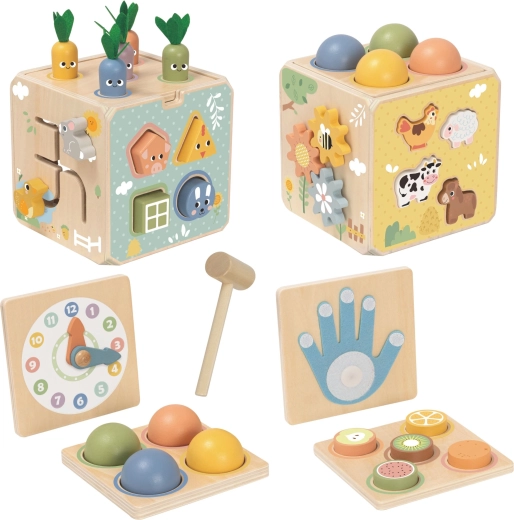Safe wood, pastel colors and 27 pieces