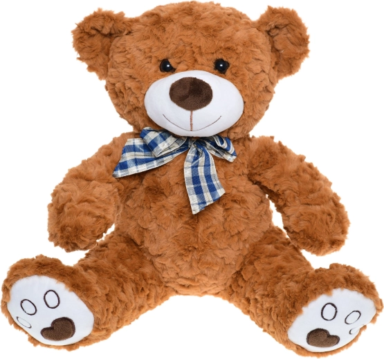 Sitting Plush Teddy Bear with Bow 30 cm, Dark Brown