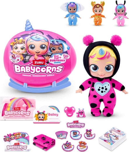 ZURU Rainbocorns Babycorns 1. sērija – mazulis ar piederumiem (15+ pārsteigumi) – 1 gab.