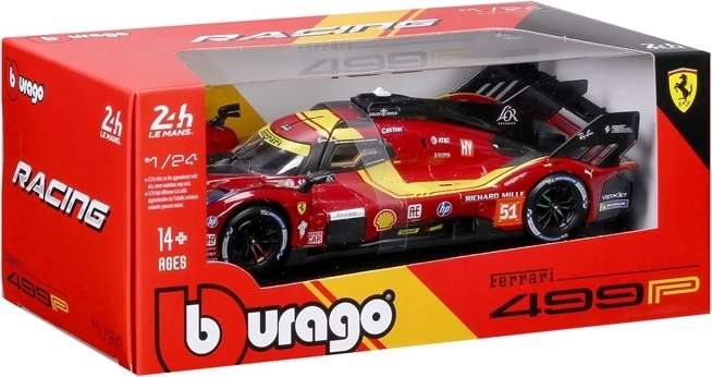 BBU Ferrari racing 499P Le Mans sarkans auto modeļa 1:24